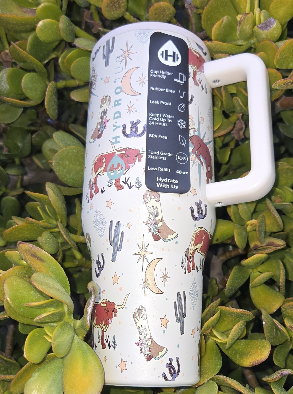 HydroJug White Western Print Insulated Travel Mug